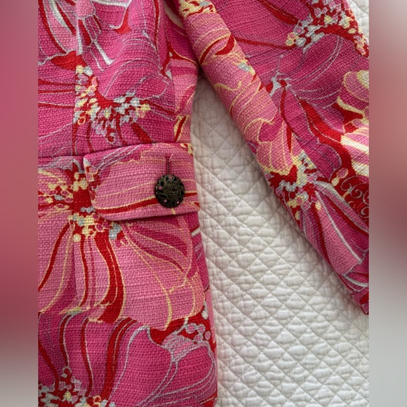 Vintage Dolce & Gabbana Pink Hibiscus Floral Blazer Cotton Linen IT 40 US 4 - Picture 4 of 15
